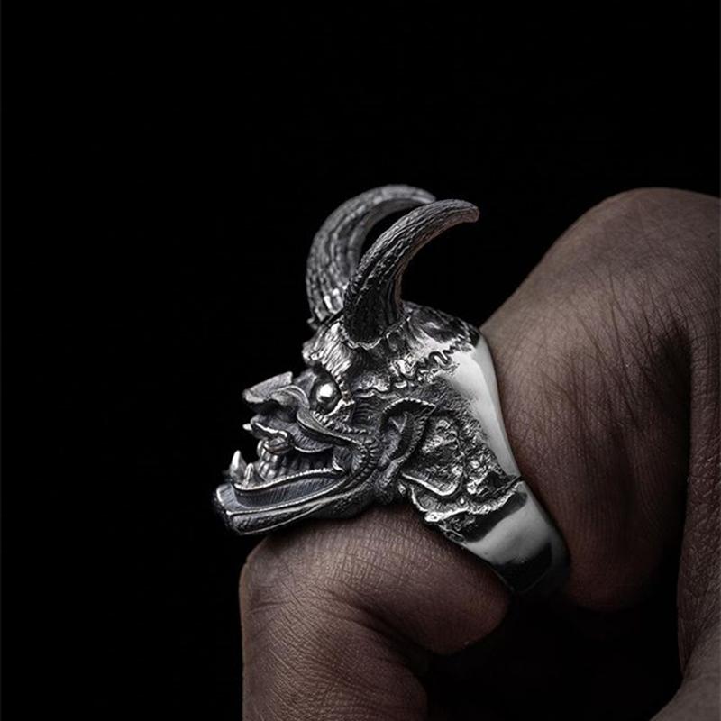 Vintage Mens 316l Stainless Steel Skull Anger Ring Punk Biker Skeleton Rings For Men Party Jewelry Gifts
