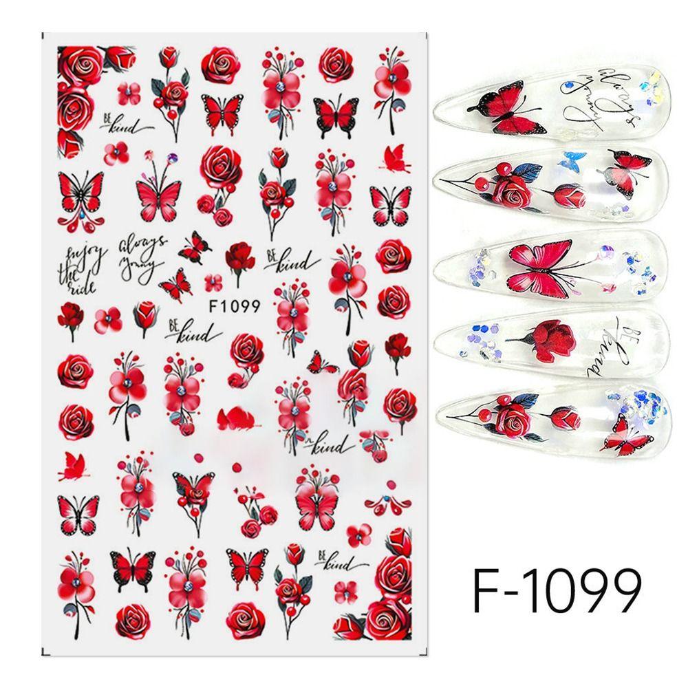 Purple Petals Nail Stickers Blossom Pink Nail Tips Decoration New Creative Decals Nail Art