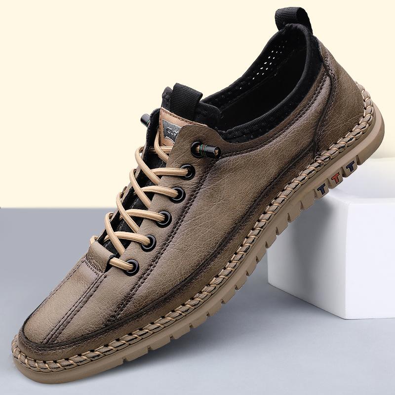 

Модная кожаная повседневная обувь для мужчин, туфли-оксфорды на шнуровке, черные туфли, ручная работа, мужские туфли для скейтбординга, мужская обувь 10 хаки