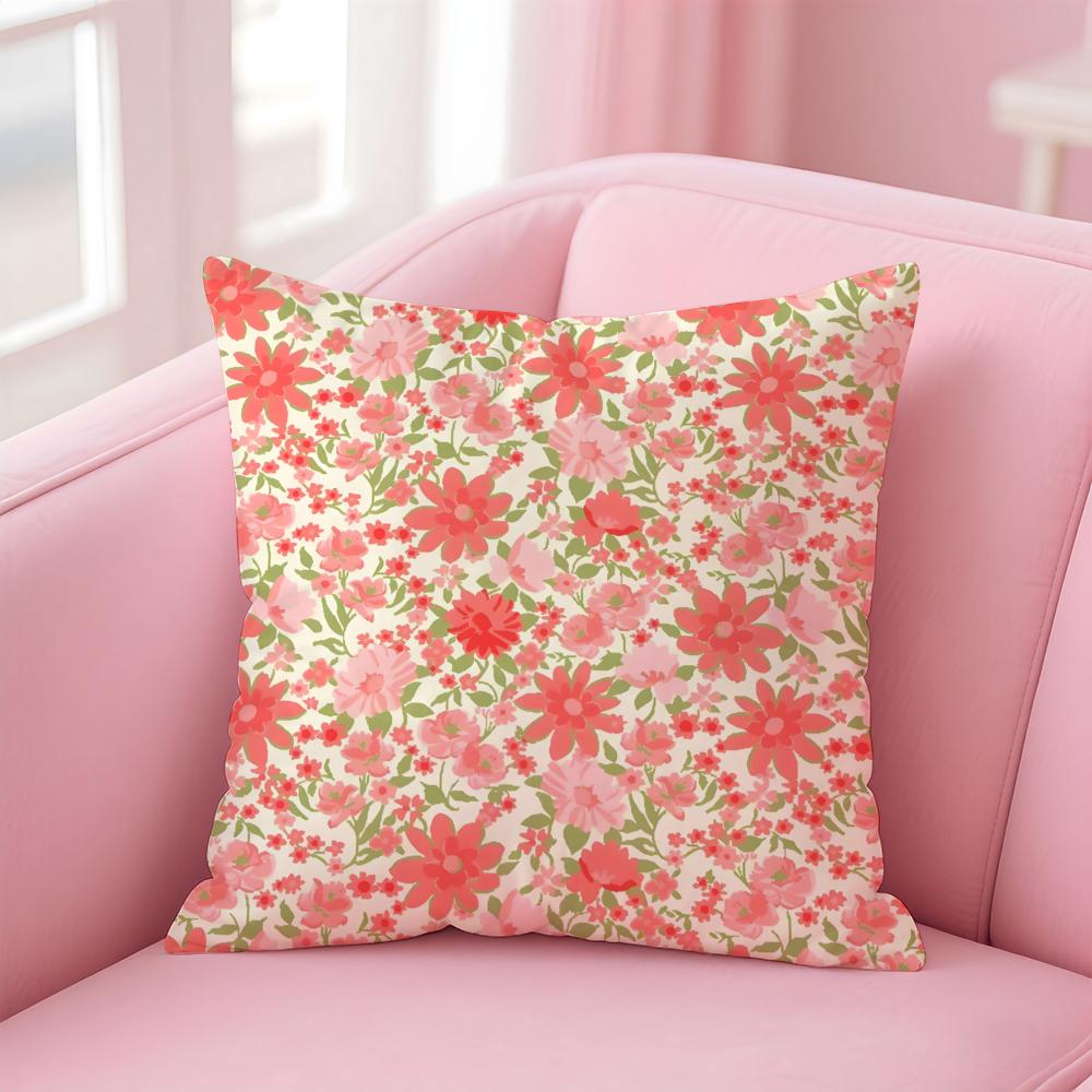 Full Print Floral Print Pattern Cushion Cover Pillow Case Soft Skin Friendly Fabric  Concealed Zipper