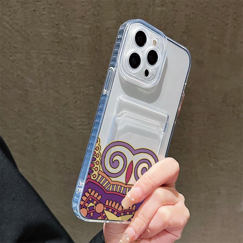 Card Slot Holder Silicone Wallet Pocket Case For Realme 10 C21 C21Y iPhone 14 16 15 Samsung A06 A16 A54 Infinix Note 30 Pro Cover Clear Phone Bumper