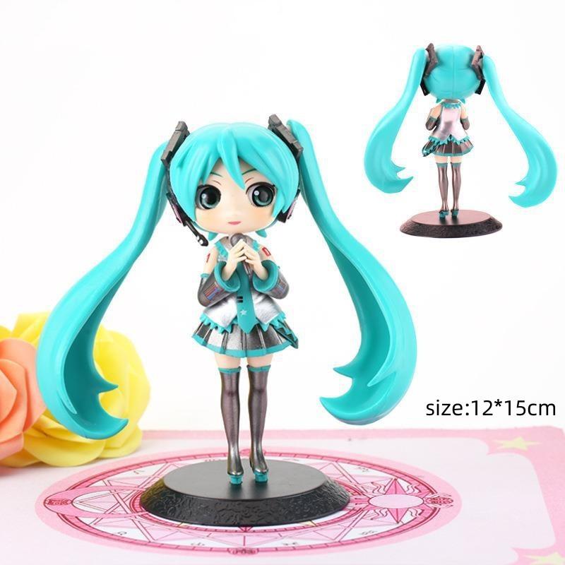 Anime New Hatsune Miku Figure Mini Character Ornaments Kawai Pink Green Hatsune Home desk Decoration Adult Toy kid Birthday Gift