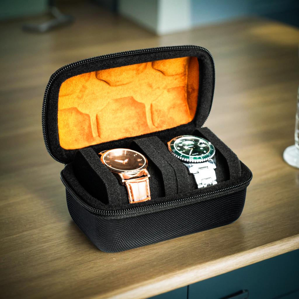 Uhrenbox Organizer für Herren, Uhren-Reiseetui Tragbare Aufbewahrung Uhren-Displayhalter für Armbanduhren mit Anti-Verschiebe-Uhrenkissen