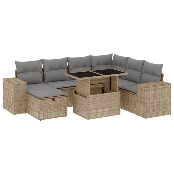 VidaXL Salon de jardin avec coussins 8 pcs beige résine tressée 3275319