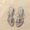 2025 New Retro Kitten and Flip-flops Women's Summer Wear Open-toed Sexy Sandals Rhinestone Toe Cold Slippers