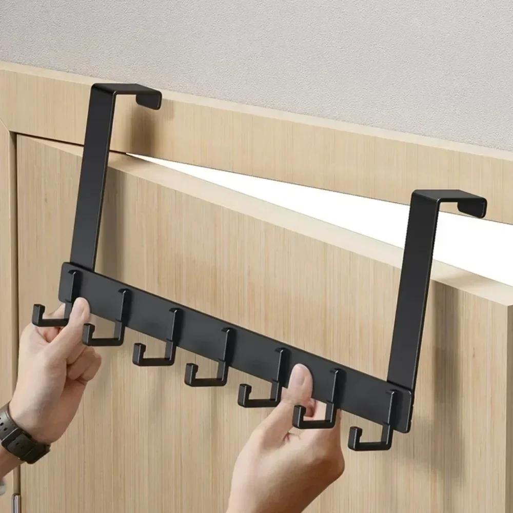 Hook Behind The Door Wall Mounted Hanging Clothes Storage Shelf No Punching Required Door Back Hooks Carbon Steel Storage Racks