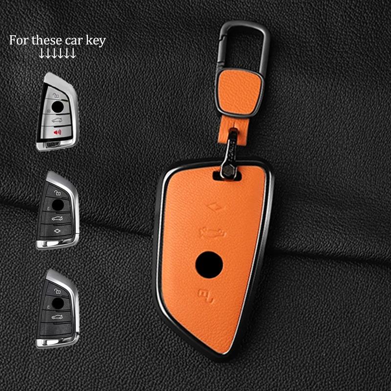 Interior Mouldings Metal and Leather Car Key Case For BMW 1 3 5 7 Series x1 x3 x5 x7 F20 F48 F15 F16 G20 G28 G22 G23 G30 G12 Key