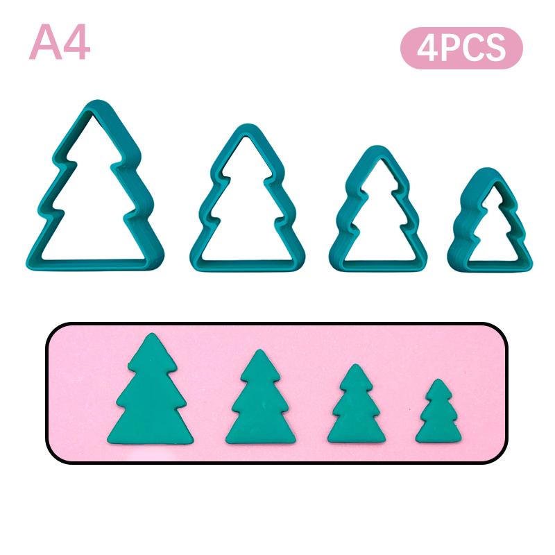 Christmas Tree Wreath Polymer Clay Cutters Earrings Necklaces Pendant Soft Clay Mold Diy Hand Tool Jewelry Cutting Die Molds
