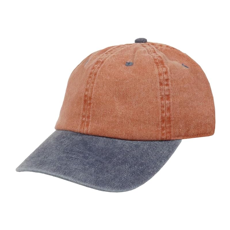 

[New Hattan] cap men s ladies low cap Plain color pigment dye hat 6 panels dad hat unisex pigment dyeing orange x blue [product]