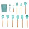 12pcs Green Silicone Kitchen Ware Shovel Spoon Kitchen Tool Spoon Storage Bucket Set