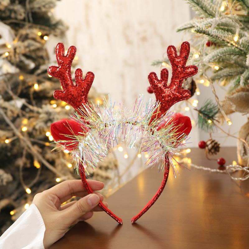Christmas Glitter Deer Antlers Headband Party Party Dress Up Headwear Cute Cartoon Bell Reindeer Headband Girls Gifts