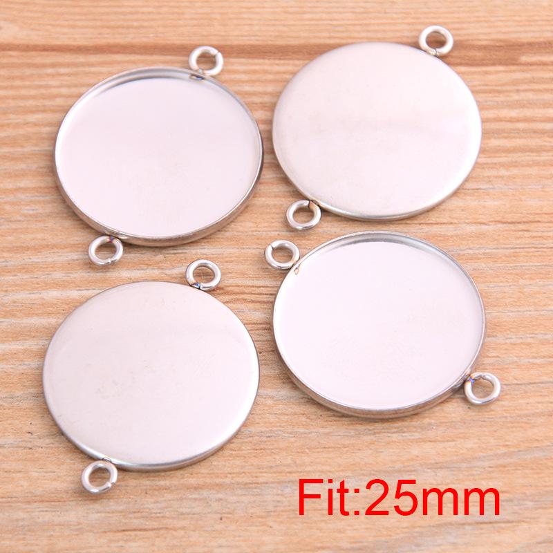 10-30mm Stainless Steel Round/Rectangular Gem Base Tray Pendant Connector