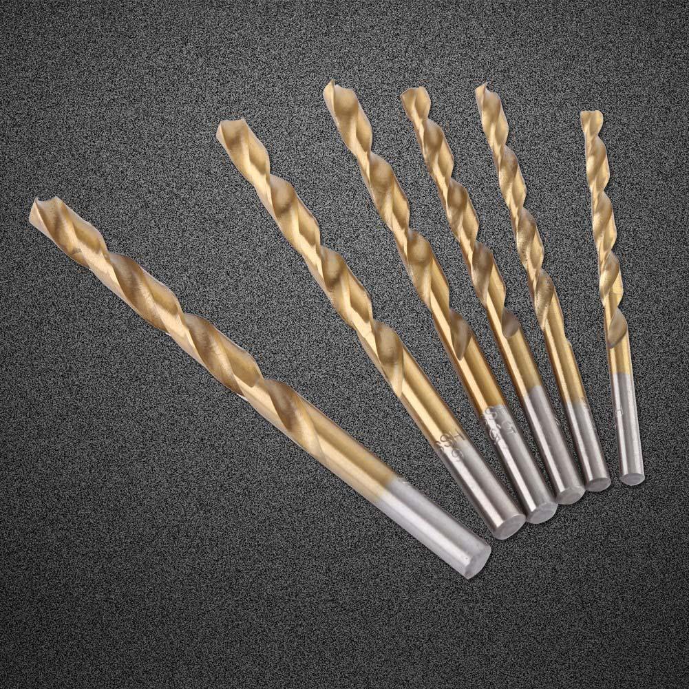 19pcs High Speed Steel Titanium Coated Twist Drill Bit Set 110mm Straight Shank