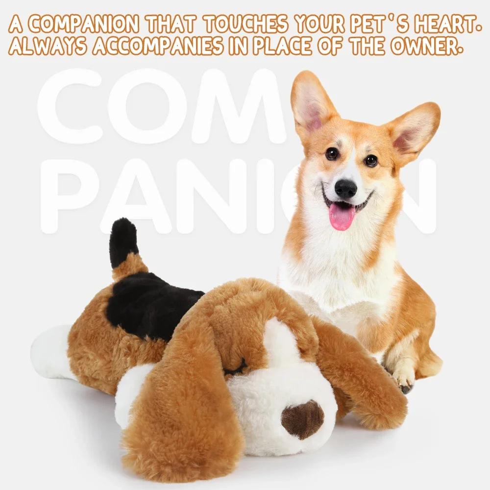 Dog Heartbeat Stuffed Toy, Interactive Pet Stuffed Plush Chew Dog Toy, Sleep Aid Fence Training Puppy Toys, Puppy Kitten Toys