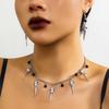 Gothic Choker Earrings Punk Skull Pendant Necklace and Earrings Set Jewelry