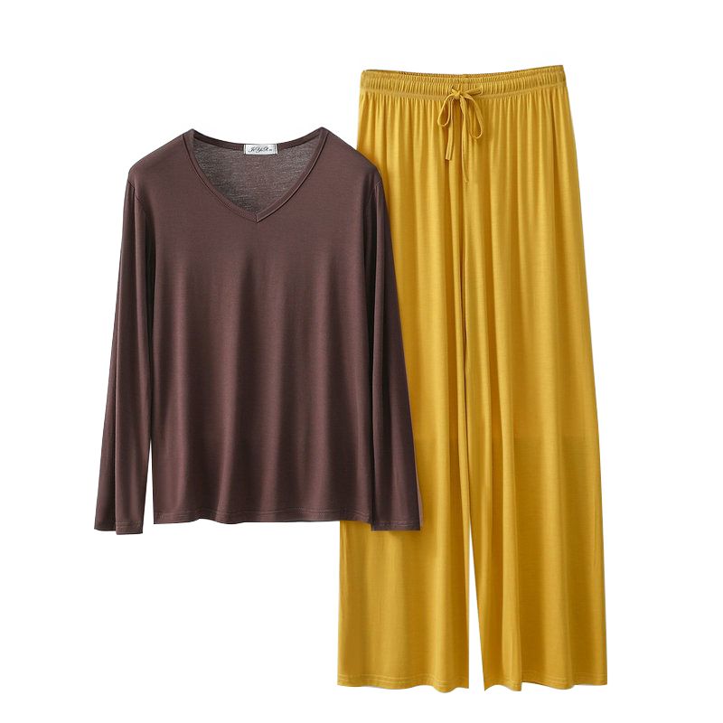 Women's Loose Casual Pajama Sets V-neck T-shirt and Drawstring Pants