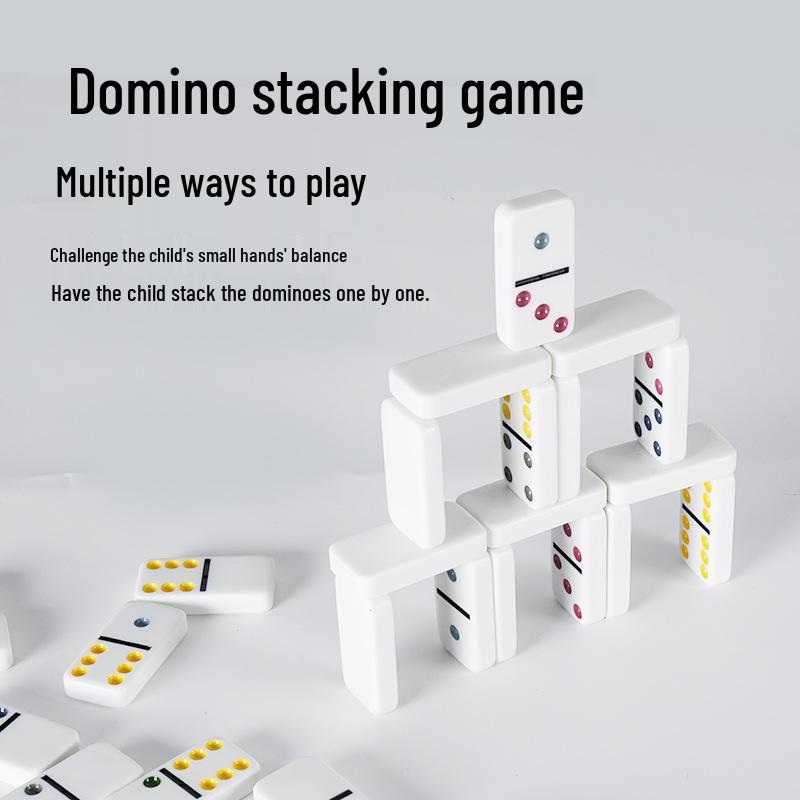 28-Piece Double Six Dominoes Set in Tin Box - Educational Building Toy for Kids