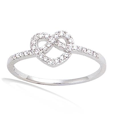 Silver Ring 'Love' Silvery White (rhodium) - 8x8 Mm