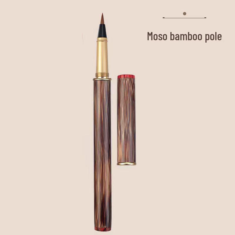 Sandalwood Handle Soft Brush Pen for Calligraphy Practice - Chinese Style with Ink Cartridge and Engraving.