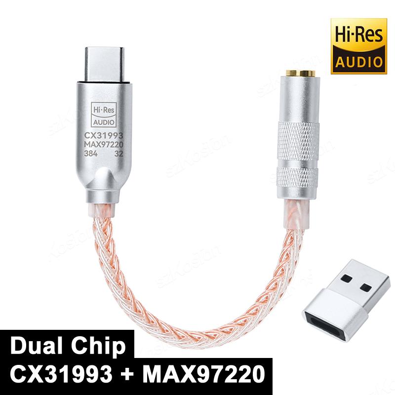CX31993 DAC HiFi Headphone Amplifier Type C to 3.5mm Adapter 32b/384kHz Audio Decoder IEM AMP for iPhone15 Samsung ConverterGood product