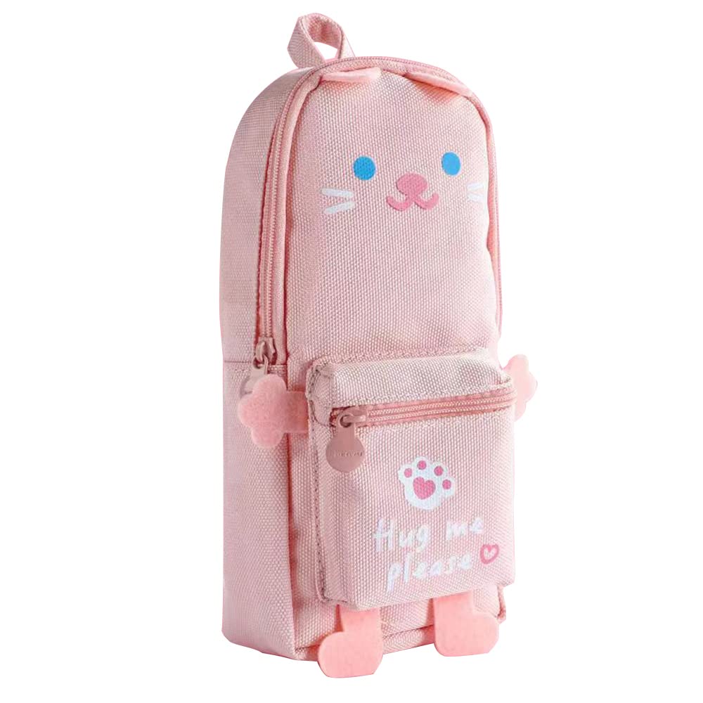 Cat Sennin Pencil Pen Animal Pencil Pen Perfect for School Small Item Large Canvas Backpack Style Case, Holder, Print, Zippered, Case, Pouch, Simple,