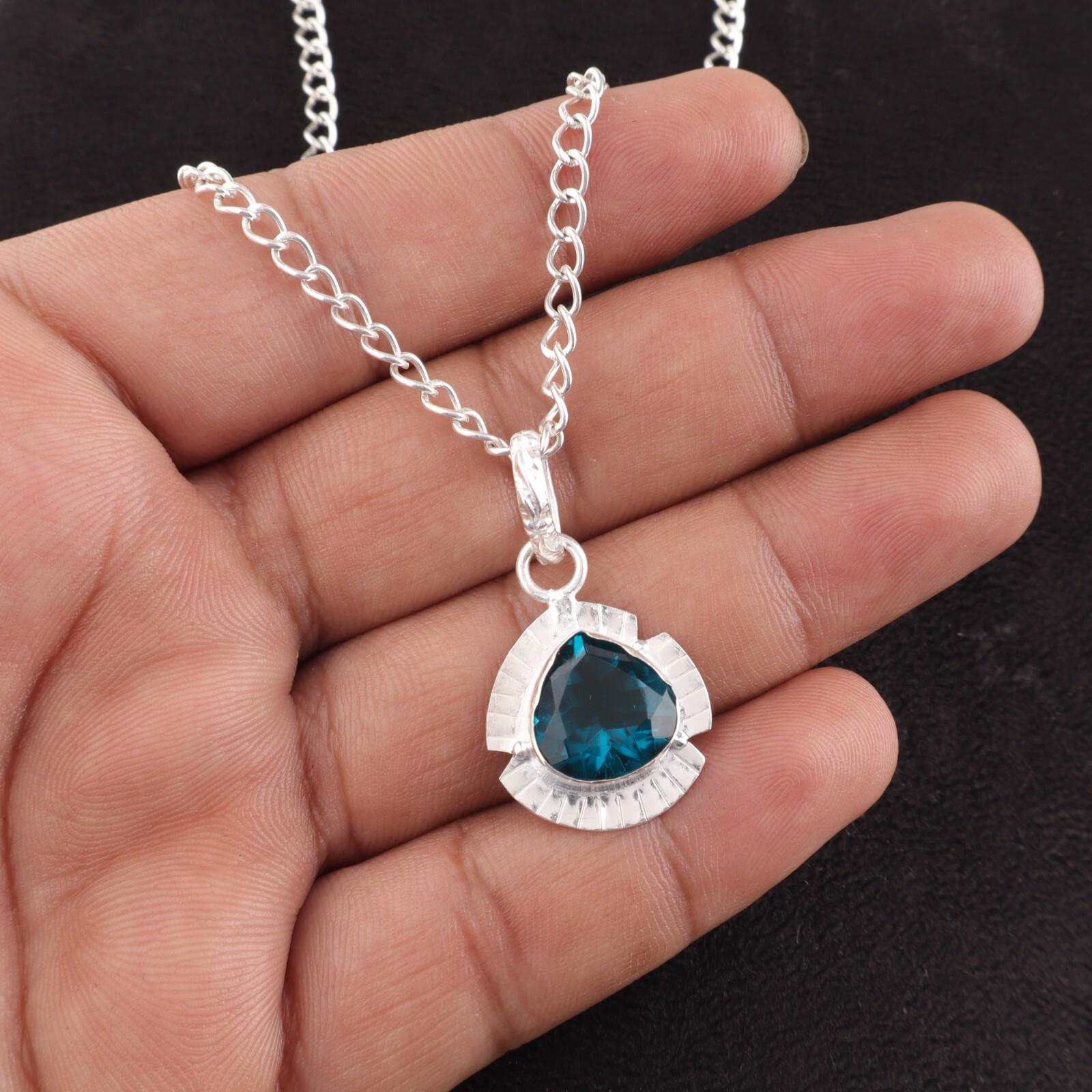 

Apatite Gemstone 925 Sterling Silver Jewelry Handmade Pendant 1.15 Gift For Mom PP-8-11