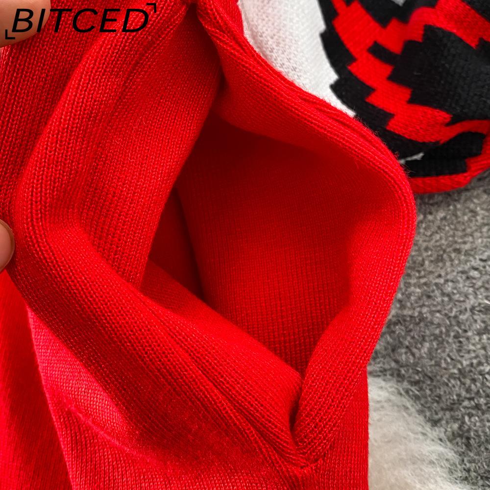BITCED Conjunto de Moda para Mujer Otoño Invierno Suéter Holgado de Manga Larga a Cuadros Conjunto de Dos Piezas Pantalones de Punto Rectos de Pierna Ancha Adelgazantes de Cintura Alta