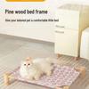 Breathable Pine Wood Rattan Woven Folding Pet Bed - Moisture-proof, Removable, Washable, Four Seasons Style.