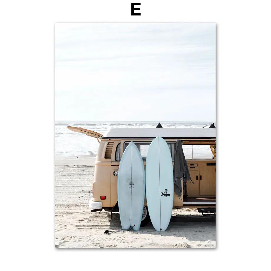 Nordic Poster Moroccan Coconut Grains Of Sand Surfboard Van Wall Art Print Canvas Painting Wall Pictures For Living Room Decor