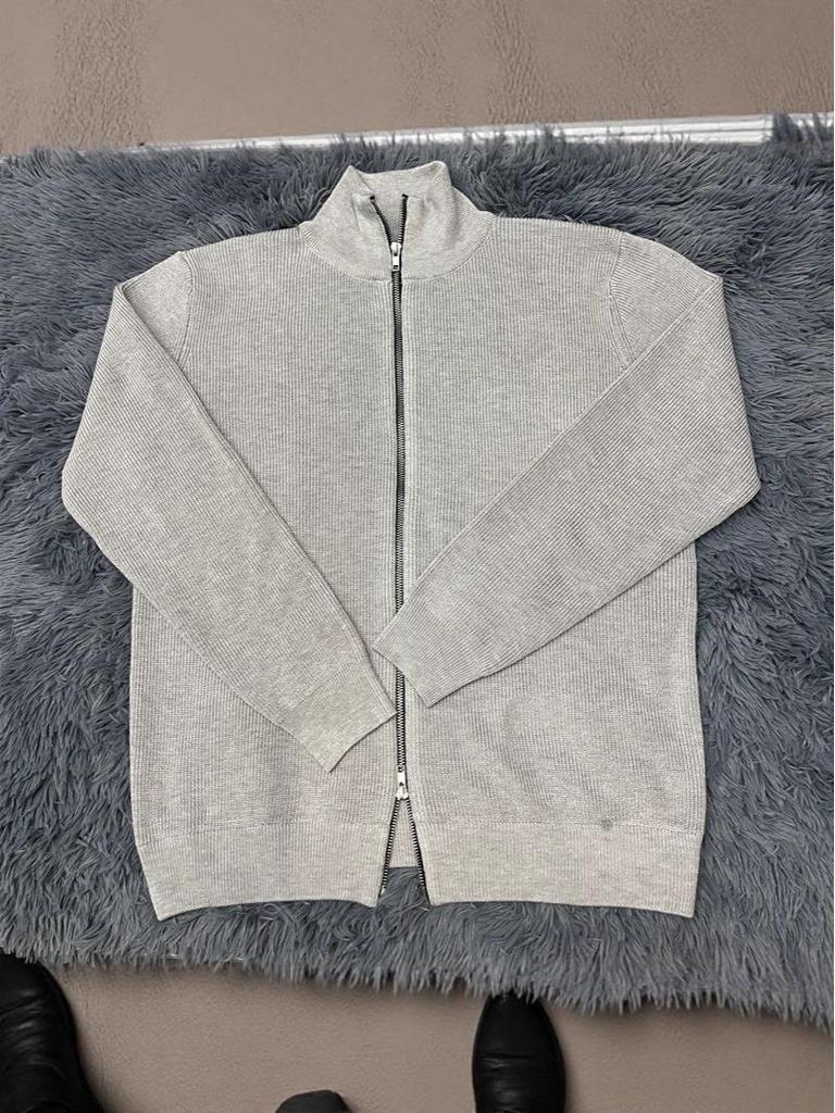 Ma Jia Men's Four-Corner Cardigan Zipper Half-High Collar Loose Casual Knit Sweater