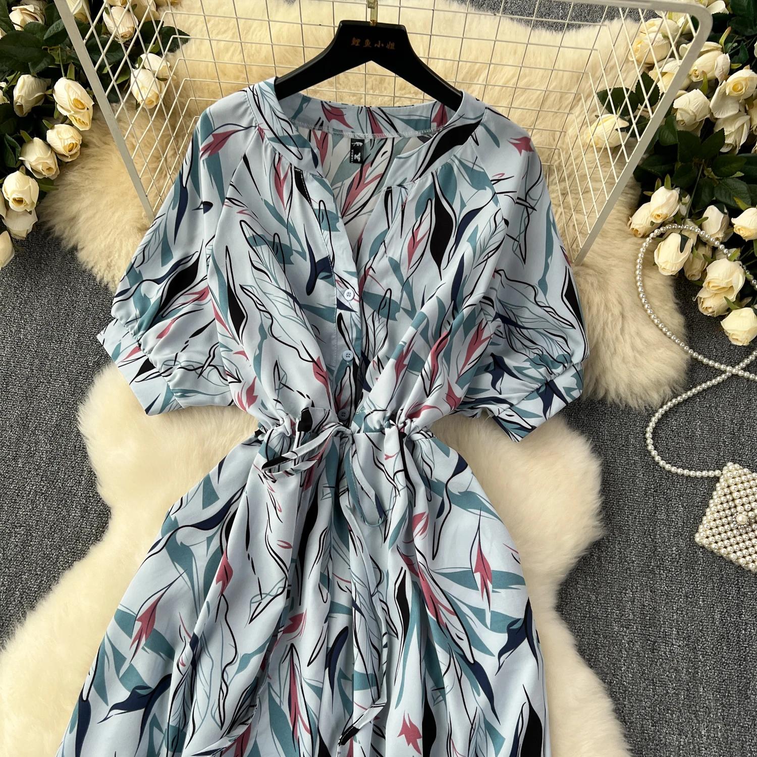 Летний повседневный женский комбинезон с широкими штанинами и принтом — фото 19