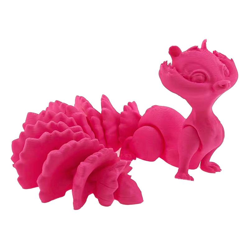 1Pcs 19Cm 3D Printed Long Tailed Squirrel Joint Movable Toy Ornament Creative Figurine Car Desktop Decorations Crafts Ornament