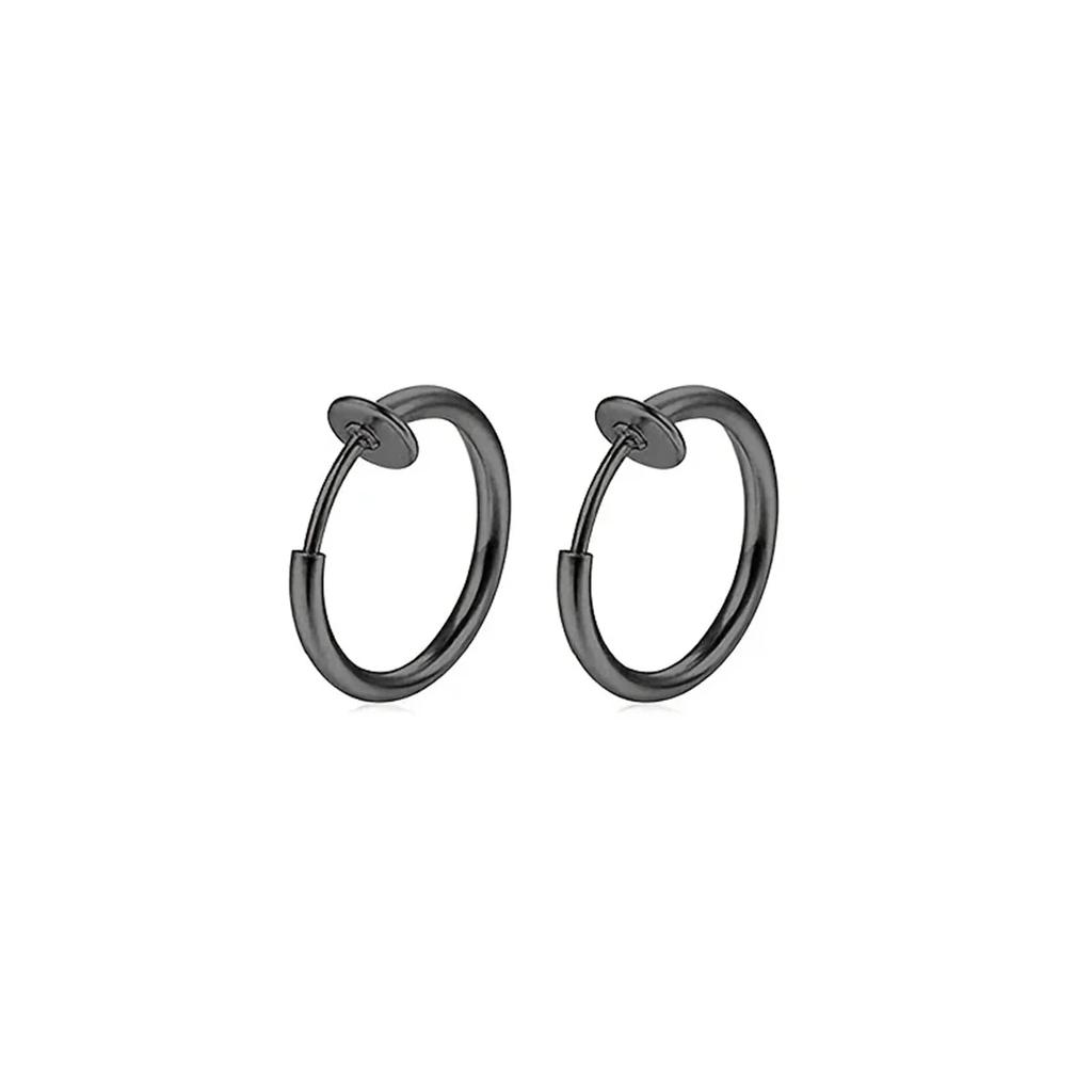 2pc/set Fake Nose Ring Hoops, Clip On Ear Fake Septum Ring Non Piercing Spring Hoop Earrings Lip Ring Fake Cartilage Earrings
