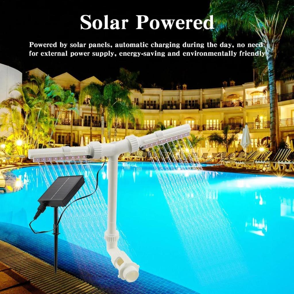 Pool Water Fountain Remote Waterfall Sprinkler With Remote And Adjustable 7-color LED Light Double Spray Swimming Pool Fountain