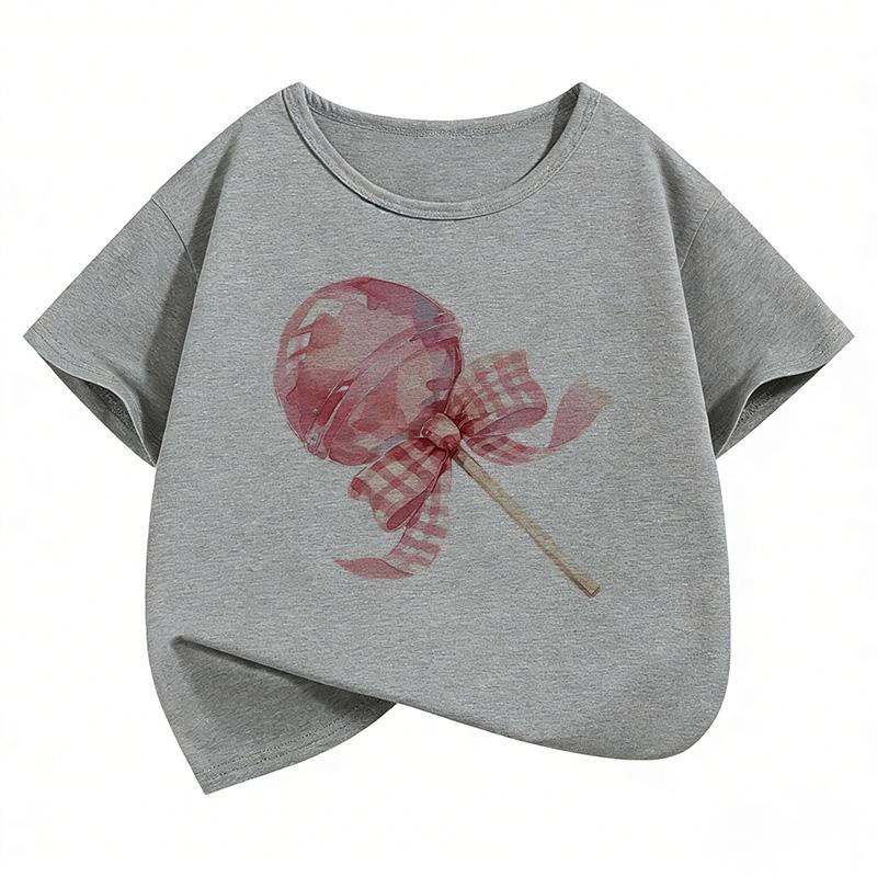 Lollipop of Love  Design T Shirts Y2k Kids Children's T-shirt Boys Girls Summer Spring Casual Top Tee