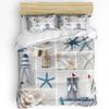 Fishing Net Starfish Lighthouse Beach Wooden Duvet Cover Bed Bedding Set Home Quilt Cover Pillowcases Bedding Set No Sheet