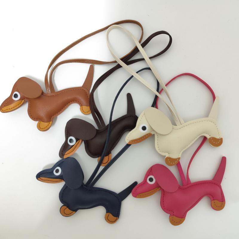 Cross-border Dachshund Pendant: Leather Cartoon Dog Bag & Phone Case Accessory for Cars