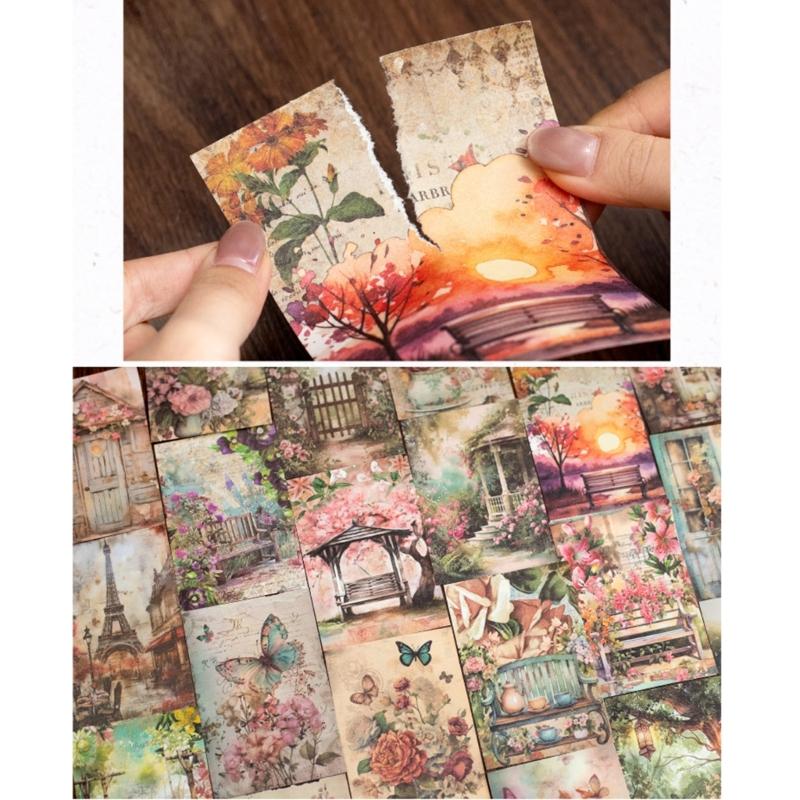 100 Sheets Scrapbooking Backgrounds Paper Aesthetic Decorative Paper for Journaling Card Making Gift Wrapping Decoration