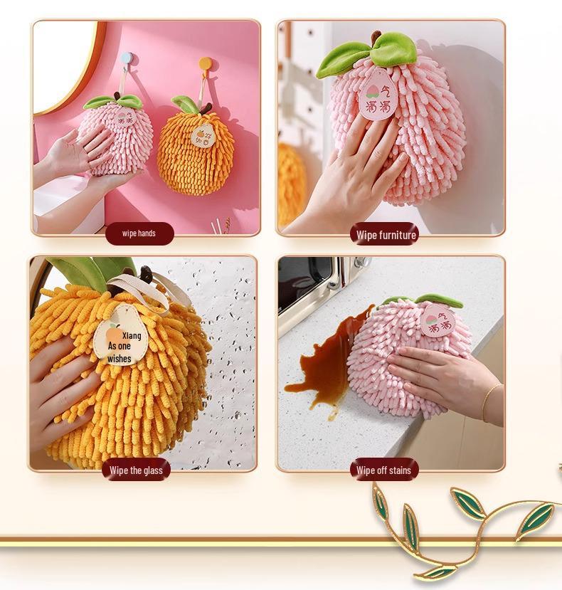 Festive Chenille Fruit Design Quick-Dry Absorbent Hand Towel