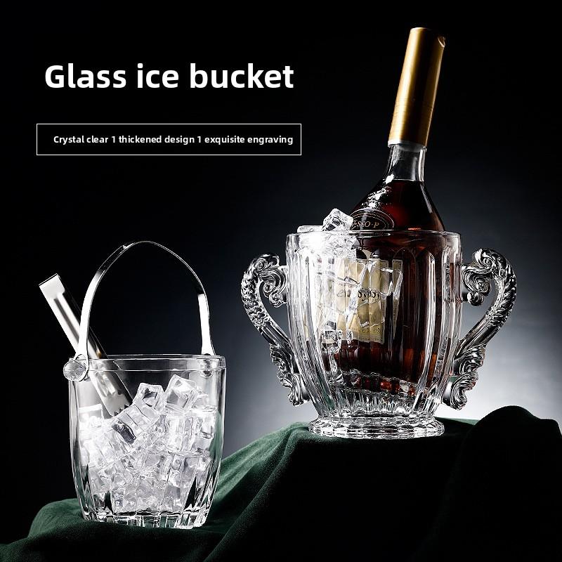 Large Capacity Glass Ice Bucket, Creative Red Wine and Beer Insulated Bucket, Household European Style Chilled Champagne Bucket