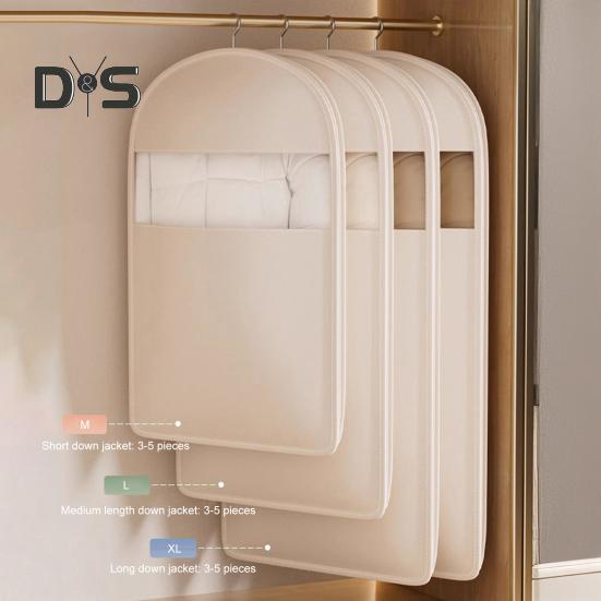 1/3Pcs Hanging Garment Bags with Self Compression Zipper Large Capacity Dustproof Space Saving Garment Clothes Bags