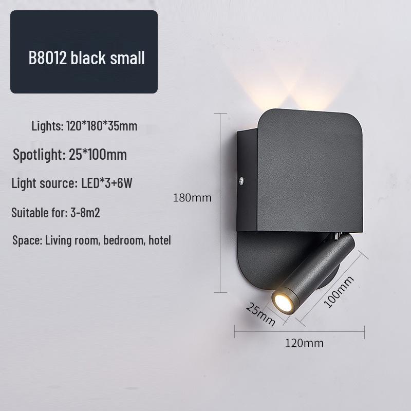 Modern Minimalist Indoor LED Wall Lamp with USB Reading Light for Bedroom or Living Room.