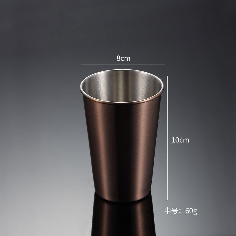 304 Stainless Steel Pint Cup Cold Drink Cup Titanium-plated Gold PVD Beer Mug Ins Industrial Wind Lid