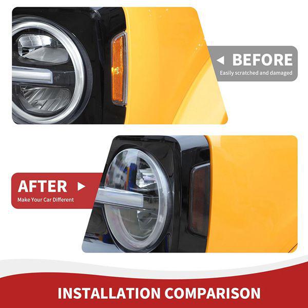 2 Black Daytime Running Light Covers for 2021-2024 Ford Bronco