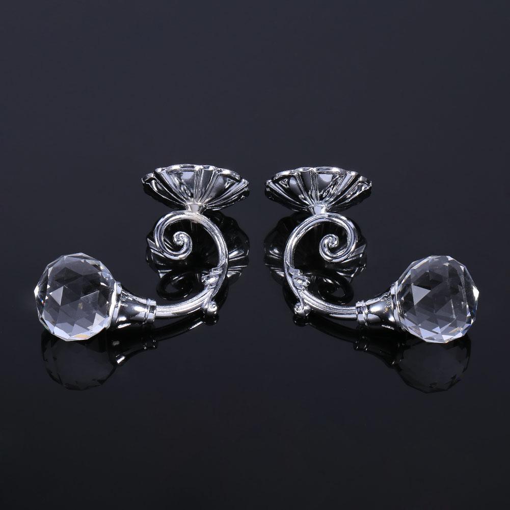 2x Metal Crystal Glass Curtain Holdback Wall Window Drapery Tieback Hooks Hanger Holder Silver
