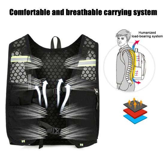 Hydration Backpack Multi-Pocket Water Backpack with Hydration Bladder Reflective Strip Hydration Pack for Hiking Running Cycling