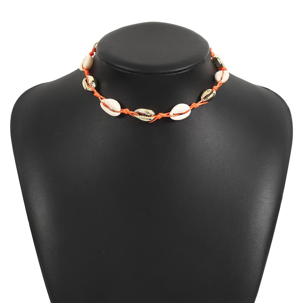 N12486 Bohemian Ethnic Style Shell Woven Necklace Summer Seaside Leisure Vacation Party Party Accessories
