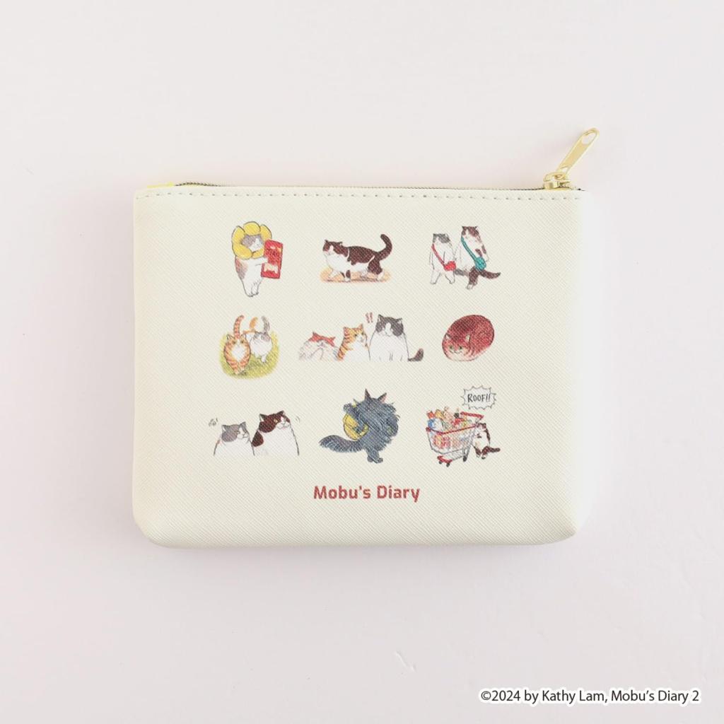 Overglad Calico Cat Mobu Wants to Earn Cat Food Diary Synthetic Leather Pouch Cake Mobu's MBB-045
