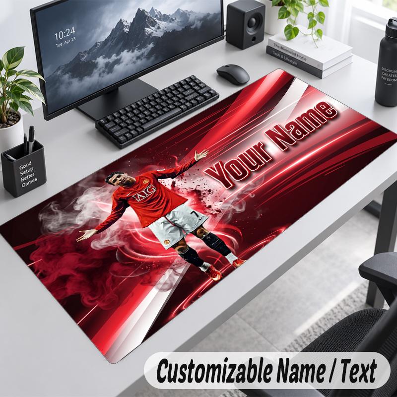 Custom Name Text Mouse Pad Cristiano Ronaldo Personalized Desk Pad For Work And Gaming