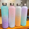 New 1L Water Bottle with Time Stamp BPA Free Reusable Fitness Sports Outdoor Travel Leakproof Water Cup Frosted Kettle